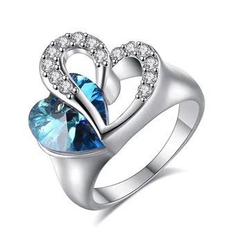 Ženske ogrlico, uhane, prstan kristalno cirkon srce dekle srce ženske, ogrlico, uhane, prstan kit darilo