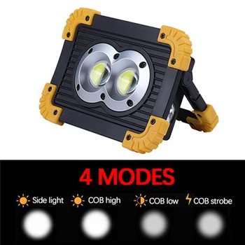 100w Polnilna LED delovna Luč,5000 Lumnov vodoodporna Led Poplav Svetlobe,z USB priključek za Polnjenje Mobilnih Naprav(Krog Cob)