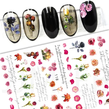 10PCS paket Novo Leto je nov geometrijski angleški barvni cvetlični nalepke za nohte design DIY nalepke za nohte dekorativni dodatki