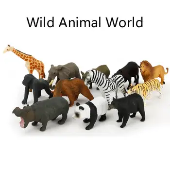 12Pcs/set Živalskih Figur Plastične Igrače Puzzle Učenje Igrače Simulirani prosto Živečih živalskih Vrtov, Žirafa, Lev Živali Model Igrače