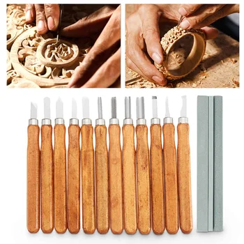 15pcs/setprofessional priročnik woodcarving ročno orodje dleto nastavite mizar lesnoobdelovalnih dleto DIY ročno orodje (z brusilni kamen)
