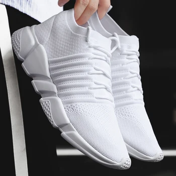 2020 novih moških priložnostne čevlji bela zavezat modni čevlji velikosti športih na prostem udobno dihanje lahki trendy čevelj