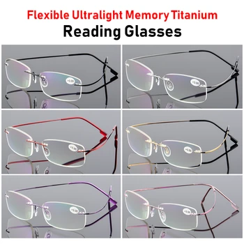 2020 Ultralahkih TR90 Pomnilnik Titana Rimless Obravnavi Očala Moški&Ženske Presbyopic Očala Oculos Grau De +1.0 -3.5