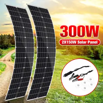 300W/150W solarnimi 18V Monokristalne Semi-prilagodljiv Sončne Celice DIY Kabel Za Avto RV Čoln Polnilnik Nepremočljiva