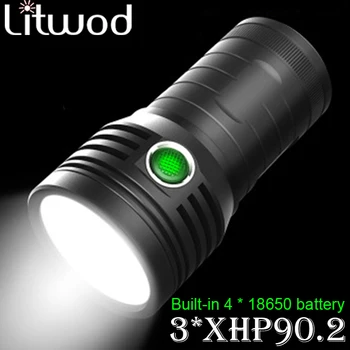 3pcs XHP90.2 LED Svetilka 3 Načinu za Super Močan Baklo USB Polnilne Taktično Linterna Lučka Nepremočljiva Ultra Svetla Luč