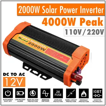 4000W Solar Power Inverter 12V na 220V 2000W Avto Power Inverter Polnilnik Prilagodilnik Pretvornika Spremenjen Sine Wave Transformator