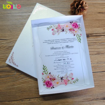 50pcs priljubljen poročni akril vabilo kartice cvet design vzorec brezplačno tiskanje poročna vabila s poceni cene