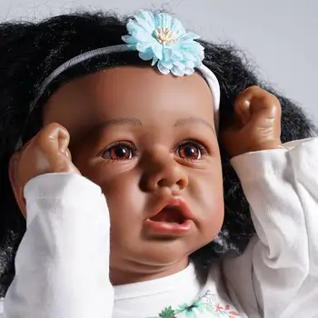55 cm za Celotno Telo, Silikonski Preporod Baby Dekle Črne Novorojenčka Realne Black Malčka Kodraste Igrače Princesa Lase Vi R7S9