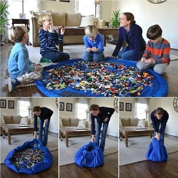 59 palčni Prenosni Otroci Igrače Nepremočljiva Prostem Blazine Žep Igrajo Mat Lego Igrače Organizator Bin Polje Otroška Moda Praktično Darilo Vrečko