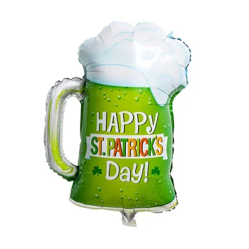 5pcs/veliko Zeleno Vesel St Patricks Day Pivo Stekla Folija Baloni Srečen težki sovražen Star Srce Helij Irski Okraski Stranka
