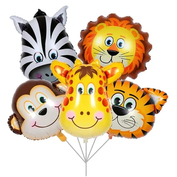 6 kos Safari Jungle Živali Balon 40 cm Folije Številka 1 Fant Prvi Rojstni dan Okraski za Divji Rojstni dan Baloni