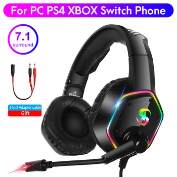 7.1 Strokovne Gaming Slušalke Slušalke z Mikrofonom za PC Računalnik za Xbox En Igralec casco Surround Zvok RGB Svetlobe