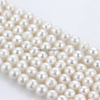 APDGG Pristnega Naravnega debelo 5strands 10 mm krompirja krog white pearl pramenov svoboden kroglice ženske lady nakit DIY