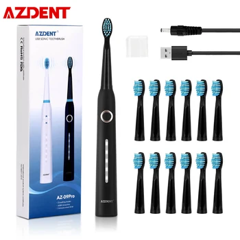 AZDENT AZ-9Pro Ultrazvočno Električna zobna ščetka 5 Načini USB za Polnjenje Zob Čopič, Globinsko Čiščenje, Beljenje Zob Krtačo Odraslih Otrok