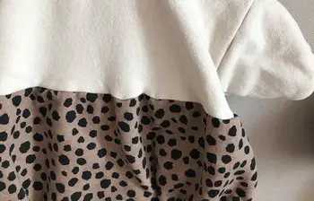 Baby Dekle Bodysuits Leopard Tiskanja Plišastih Eno-kos Baby Modni Vzorec Preplete Paket Malo Dekliška Oblačila