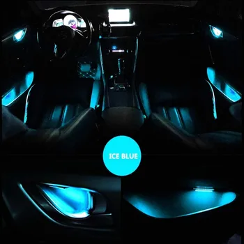 BeCar 4PCS Avto Notranje Vzdušje Luč za Notranje Auto Vrat Ročaj Dekorativni Ročaj Sklede LED Luči, 6 Barv, Dekorativne Svetilke