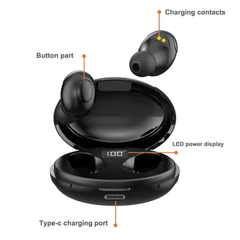 Bluetooth Slušalke Brezžične Čepkov LED Zaslon 5.0 TWS Slušalke z Dvojno Čepkov Bas Zvok Za Huawei Xiaomi IPhone