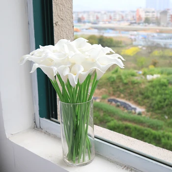 Calla Umetno Cvetje 20Pcs poceni Potrditev Latex Belo Cvetje, Poročni Dekoracijo Doma, pade stranka dekor poceni