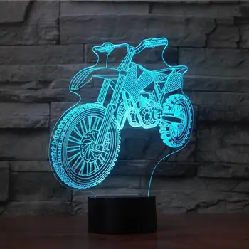 Cross-country Motocikel 3D Noč Svetlobe LED Daljinsko Stikalo na Dotik 7 Sprememba Barve Zaprtih Vzdušje lučka Kot Otrok je Dar,