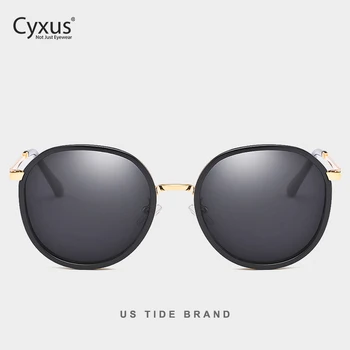 Cyxus Retro Krog Polarizirana sončna Očala za Ženske UV 400 Zrcali Očala 1001