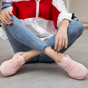 Damyuan Čevlji Ženske 2020 Nov Modni Stanovanj Mehko Loafers Zapatos De Mujer Pletenje Zraka Za Dihanje Očesa Platformo Copati Ženske