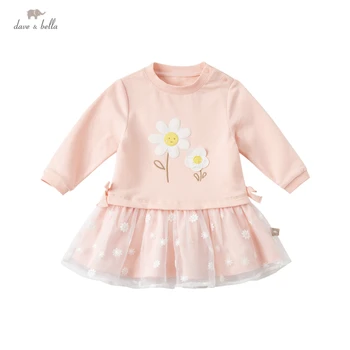 DBZ17126 dave bella pomlad baby dekle srčkan lok vezenino obleko otroci in modnih stranka obleko otroci dojenčka lolita obleko