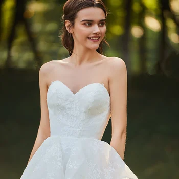 Dressv slonovine poročno obleko ljubica vratu ruffles čipke poročne brez rokavov fo po meri backless žogo obleke poročne obleke