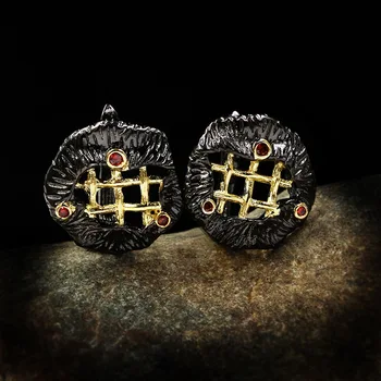 Edinstveno črno zlato geometrijske votlih uhani ruby križ skladu uhani stranka stranka nakit uhani dame visoke nakit uhani