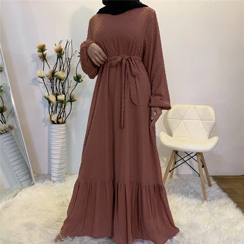 Eid Mubarak Abaya Obleko Dubaj Muslimanske Ženske Ruffles Hidžab Obleke Turčija Islamska Oblačila Caftan Marocain Vestido Musulmane Femme
