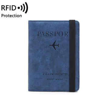 Elastični trak RFID Poslovnih Potni list, Krije Imetnik Multi-Funkcijo ID Banka Kartico Ženske Moški PU Usnje Denarnice Potovalni Pripomočki