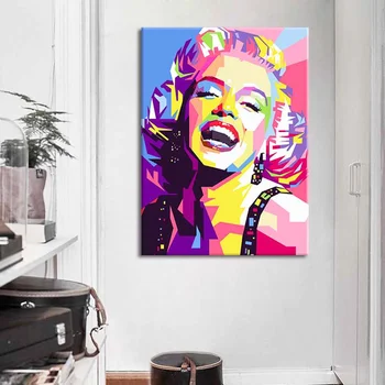 HAOCHU Risanka Povzetek Marilyn Monroe Dnevni Sobi Doma Dekor Barvanje, Tiskanje Plakatov Preprost Nordijska Steni Sliko Platno Slikarstvo