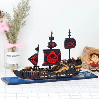 HC 9033 Anime En Kos Black Pearl Piratske Ladje Čoln 3D Model DIY Mini Diamond Bloki, Opeke Stavbe Igrača za Otroke, št Polje