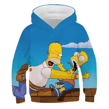 Homer Simpson Hoodies Risanka Fantje Dekleta Tiskanje 3D Fashion Majica Oblačila za Otroke Za Tee Hip Hop Ulične Oblačila