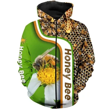 Honey bee 3D Vsem Natisnjeno hoodies za Moške in Ženske, Harajuku Moda Hooded Majica Ulica kostum sudadera hombre M-F12