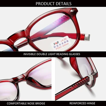Iboode Moški Ženske Rimless Obravnavi Očala Bifocal Daleč v Bližini Povečava Očala Presbyopic Očala Dioptrije +100 Do +400