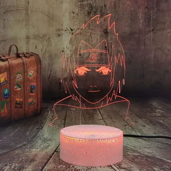 Japonske Anime Naruto Uchiha Sasuke 3D LED Illsuion Noč Svetlobe USB Touch Mizo Lučka za Soba Dekor Otroška Spalna Vzdušje Lava