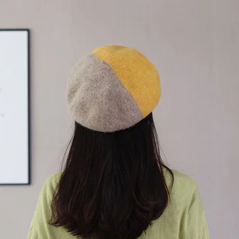 Japonski retro barve baretka ženski jesen in zimo, Šivanje barvo volne klobuk slikar klobuk plima berets kape za ženske klobuk dekle
