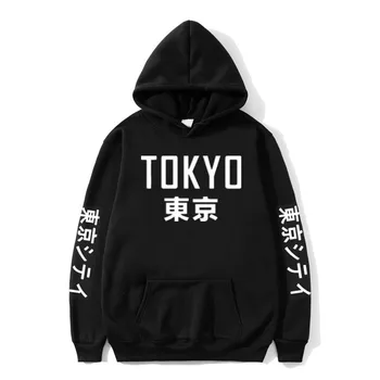 Japonski Tokyo City Mens Hoodies Majica 2020 Svoboden Moški Ženske Harajuku Puloverju s Kapuco Hip Hop Outwear moška Majica