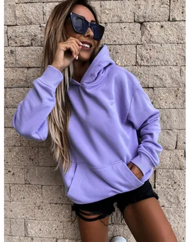 Jeseni in pozimi nove priložnostne barva ženske hoodie moda dolgo sleeved udoben pulover s kapuco