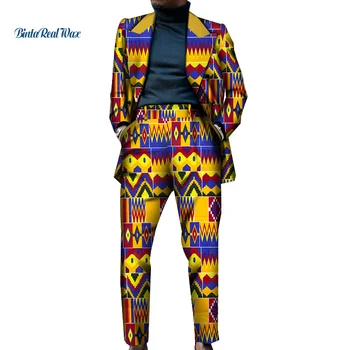 Jopič bo Ustrezala Afriške Mens Oblačila Aplicirano Vrhu in Hlače Določa Afriške Tiskanja 2 Kos Hlače Določa Afriki Oblačila za Moške WYN1270