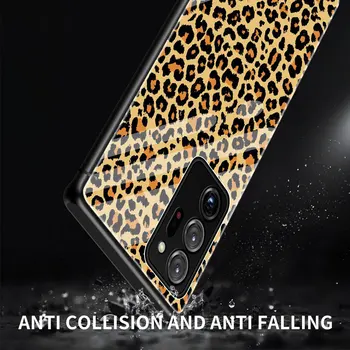 Kaljeno Steklo Primeru Telefon Za Samsung Galaxy Note 20 Ultra 5G 8 9 10 Plus 10 Lite Hrbtni Pokrovček Coque Fundas Moda Leopard, Tiskanje