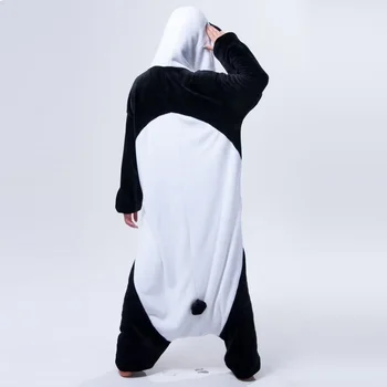 Kigurumi panda dolgimi rokavi, kapuco onesie moški ženske flanela toplo panda pajama Celotno onepiece odraslo žival pižamo kegurumi onsie
