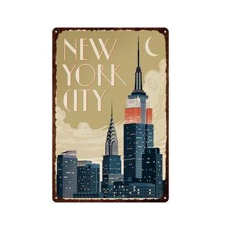 Kovinski Vintage Mesto Pokrajine Plakat New York Afriki Parizu Tin Prijavite Plaketo Doma Kavarna Klub Dekor