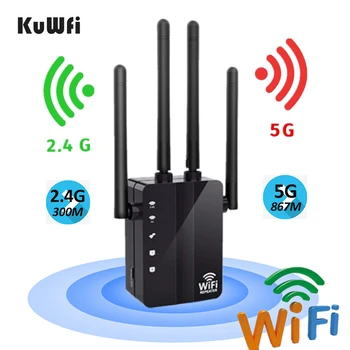 KuWFi 300/1200Mbps WiFi Brezžični Vmesnik Wifi Extender Dual Band AP Usmerjevalnik Wi-Fi Ojačevalnik Dolgo Vrsto Signala Booster