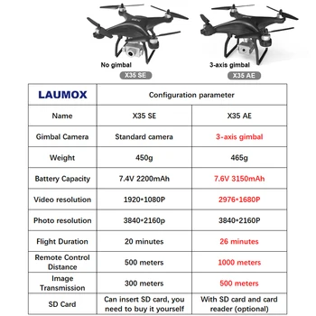 LAUMOX X35 Brnenje GPS, WiFi 4K HD Kamera Strokovno RC Quadcopter Brushless Motor brezpilotna letala Gimbal Stabilizator 28 minut letenja