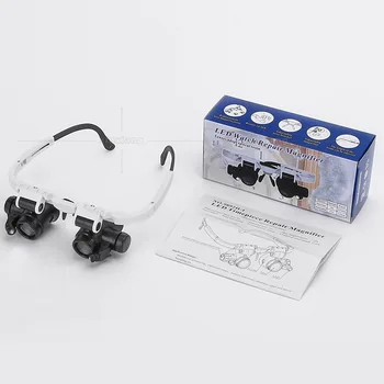 LED Head-mounted Watch Vzdrževanje Povečevalna Stekla Dvojno Oči Povečevalna Stekla Z LED Luči, Kot je Tesno branje očala