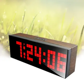 Led Lesena Ura Digitalna Lesa Steno Watch Velik Zaslon Dvojni Alarm Watch Postelji Dremež Kuhinjski Timer Urad Temperatura Datum timer