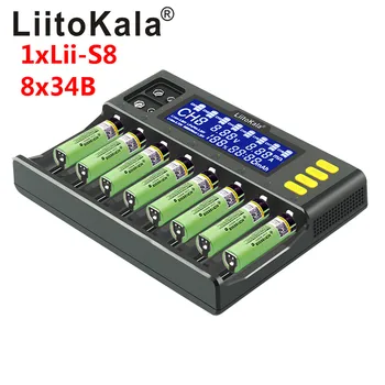LiitoKala Lii-S8 18650 26650 21700 9V LCD Polnilec + 18650 3400mAh NCR18650B + 18650 3000mah HG2