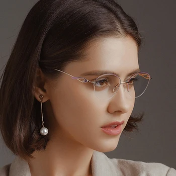 Luksuzni Design Čistega Titana Optičnih Očal Okvir Pol Platišča Recept Očala Očala Lahka Očala