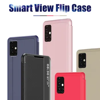 Luksuzni Usnje Ogledalo Flip Primeru Telefon Za Samsung S20 UItra S10 S8 S9 Plus Opomba 20 10 Pro 8 9 A51 A71 A50 A70 Pogled Pokrov